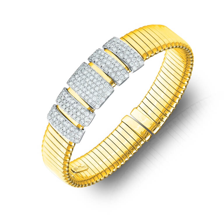 Tessitore Fancy Bangle in 18K Yellow Gold – Large