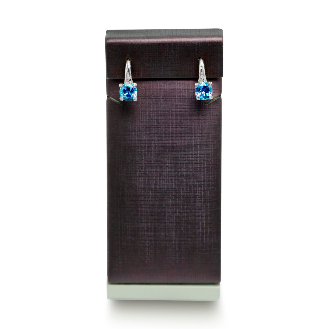 Precious Blue Topaz & Diamond Huggie Earrings