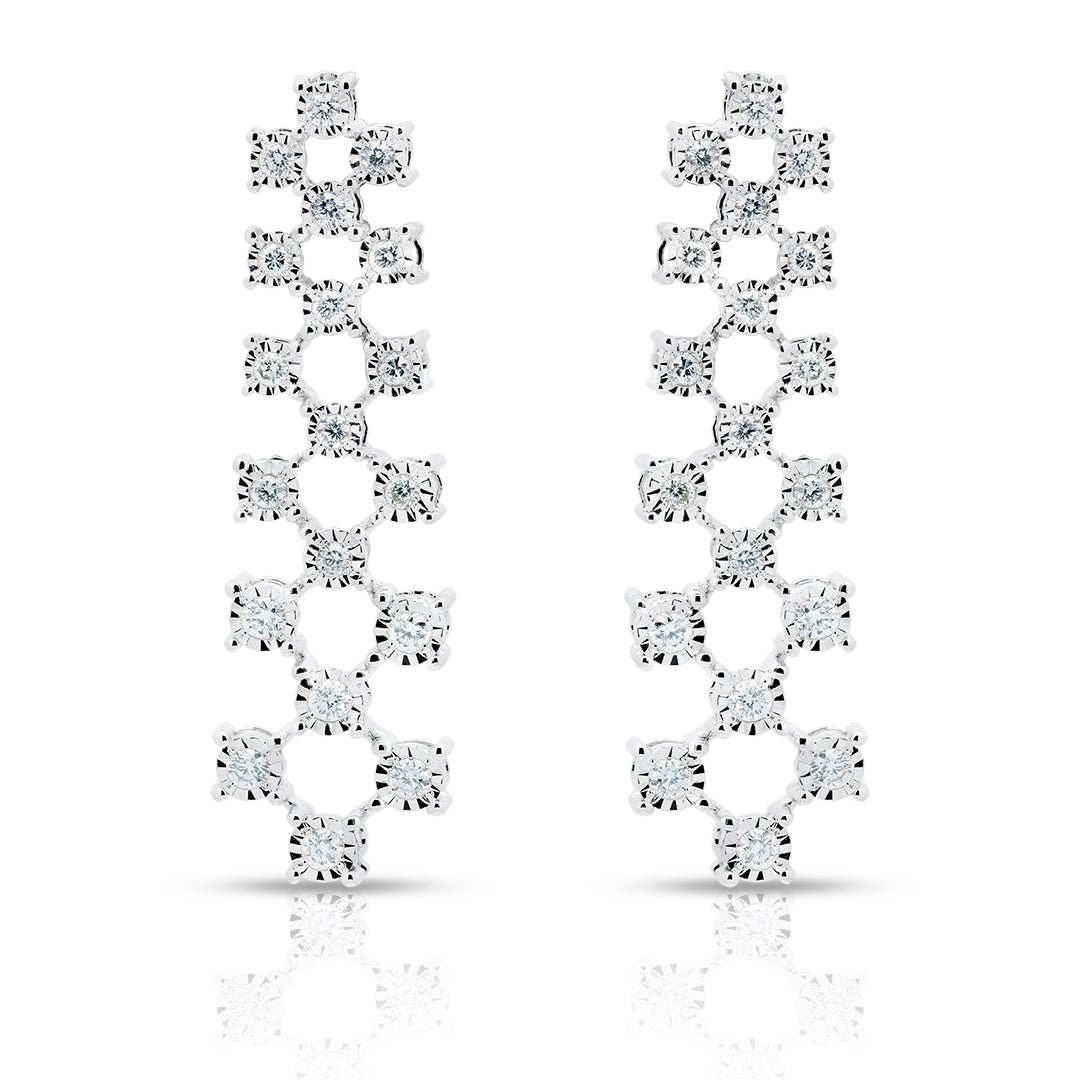 3 Line Diamond Earrings in 18K Gold