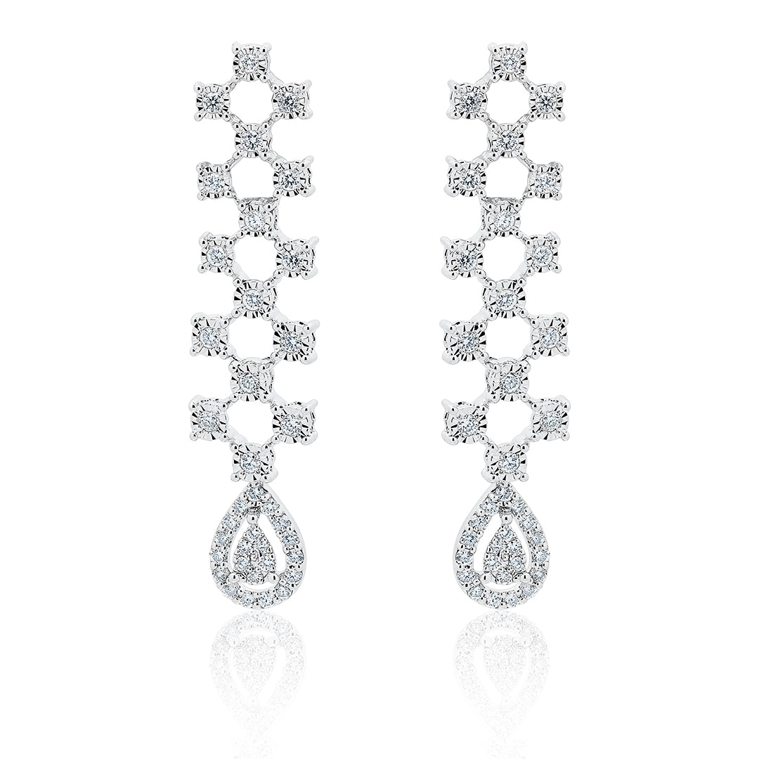 Classic Pear drop Bridal Earrings in Gold and Diamonds