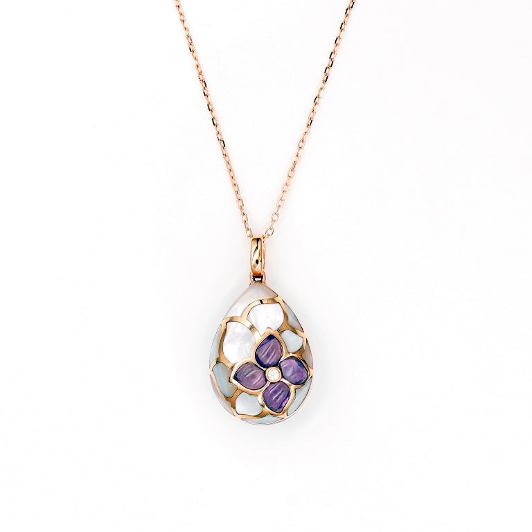 Sakura Flower Drop Pearl Pendant