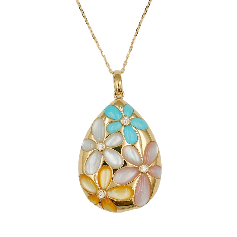 Sakura Drop Flower Pearl Pendant Necklace