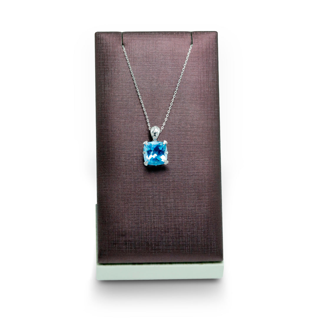 Precious Cushion Blue Topaz Pendant