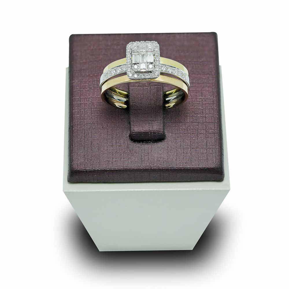 Mirage Emerald Cut Diamond Tricolor Ring in 18K Gold