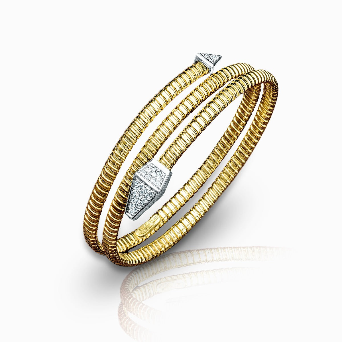 Tessitore Tubogas 2 Line Bangle with Diamond Accents