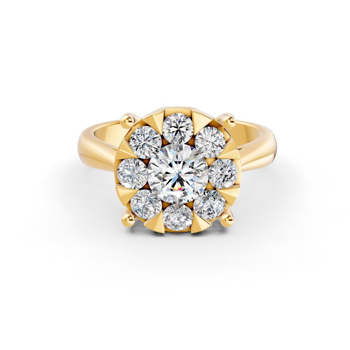 Mirage Round 2 Ct Look Diamond Engagement Ring in 18K Yellow Gold