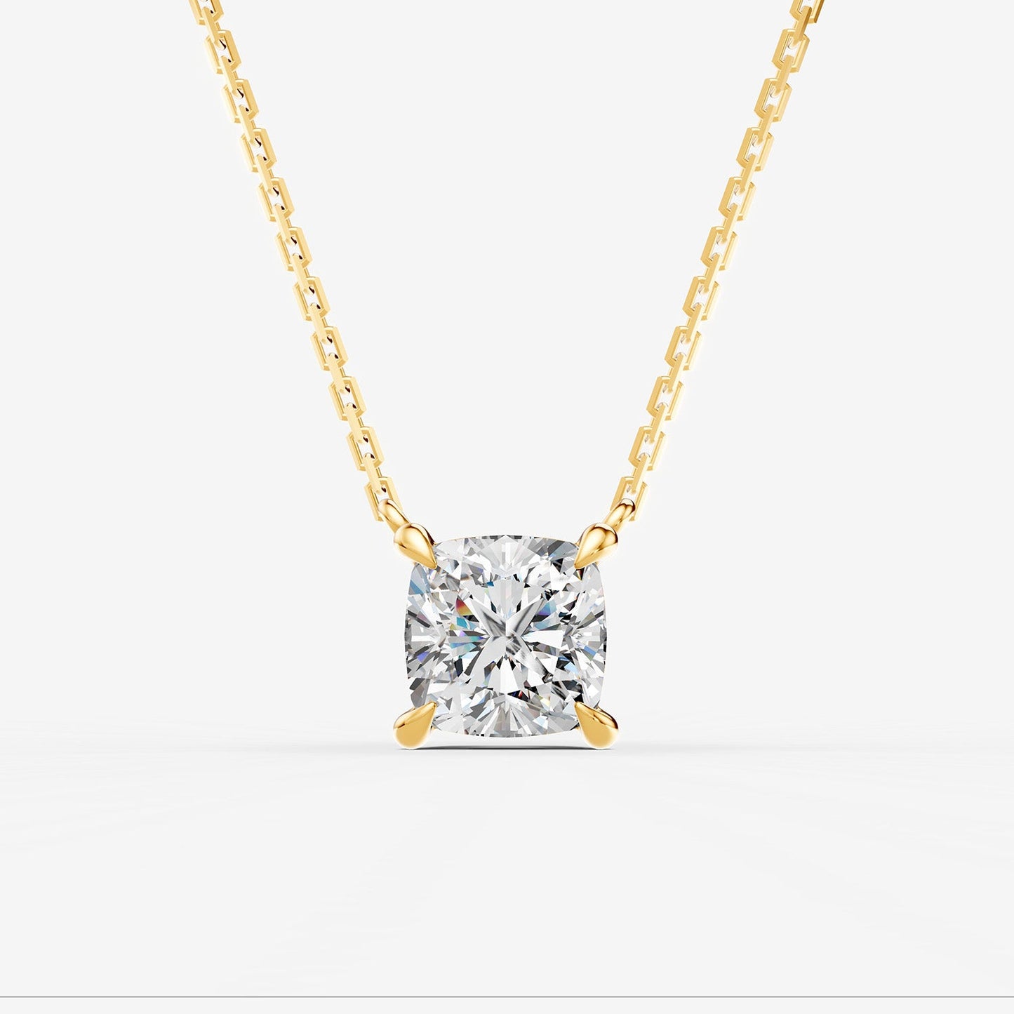 Classic Cushion Solitaire Pendant in 18K Yellow Gold