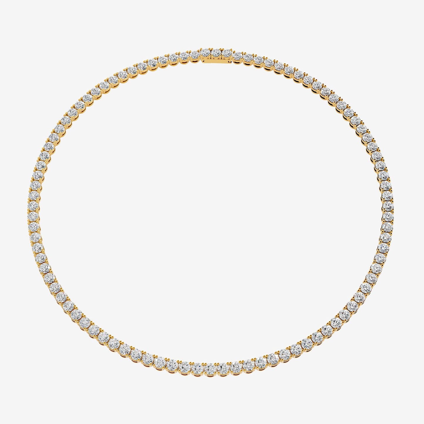 Graduated Classic 7.5 Carat Tennis Necklace in 18K Yellow Gold