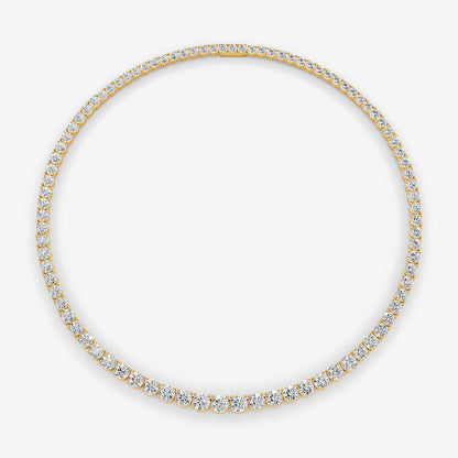 Graduated Classic 15 Carat Tennis Necklace in 18K Yellow Gold