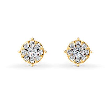 Mirage Round 1 Ct Look Diamond Stud Earrings in 18K Gold
