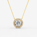Halo Round Solitaire Pendant in 18K Yellow Gold