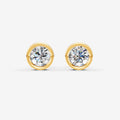 Bezel Round Solitaire Earrings in 18K Yellow Gold