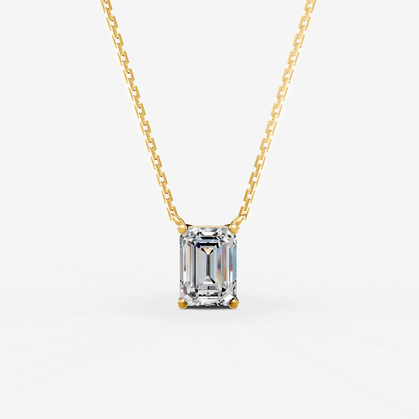 Classic Emerald Solitaire Pendant in 18K Yellow Gold