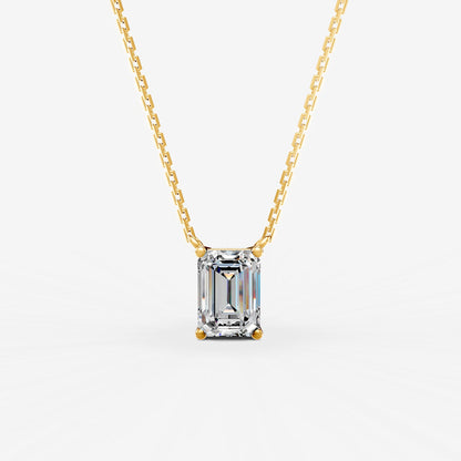 Classic Emerald Solitaire Pendant in 18K Yellow Gold