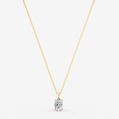 Classic Oval Solitaire Pendant in 18K Yellow Gold