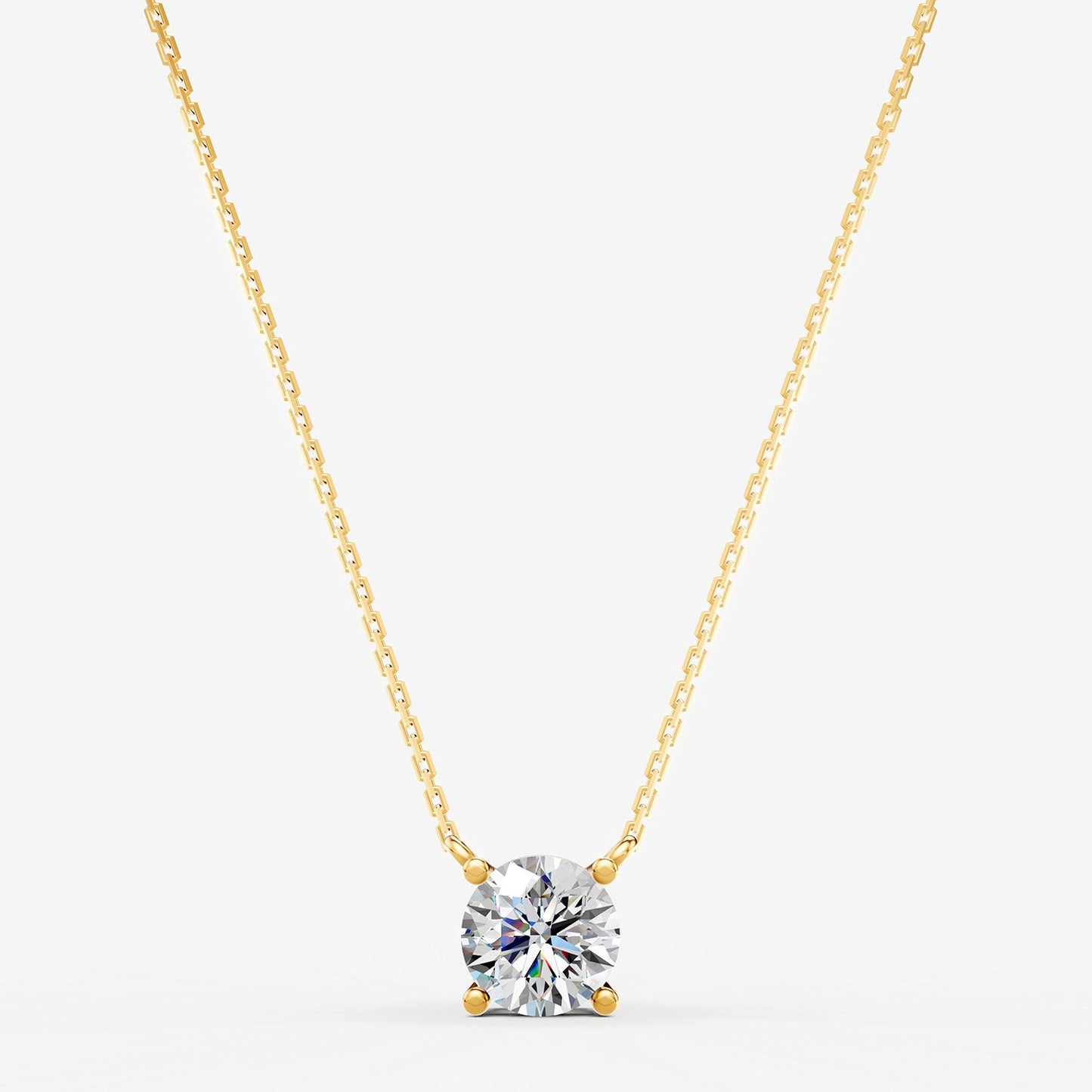 Classic Round Solitaire Pendant in 18K Yellow Gold