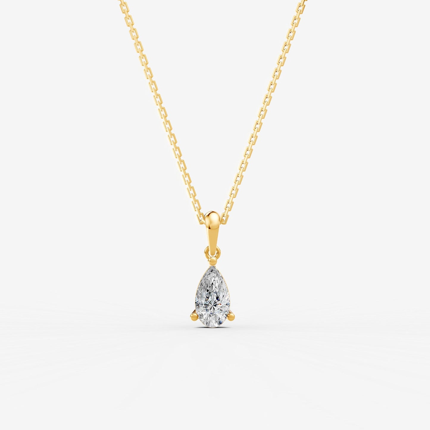 Classic Pear Solitaire Pendant in 18K Yellow Gold