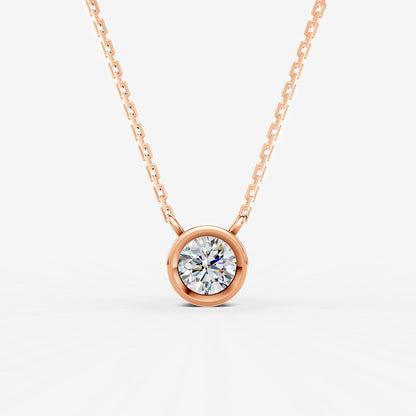 Bezel Round Solitaire Pendant in 18K Rose Gold