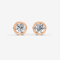 Bezel Round Solitaire Earrings in 18K Rose Gold
