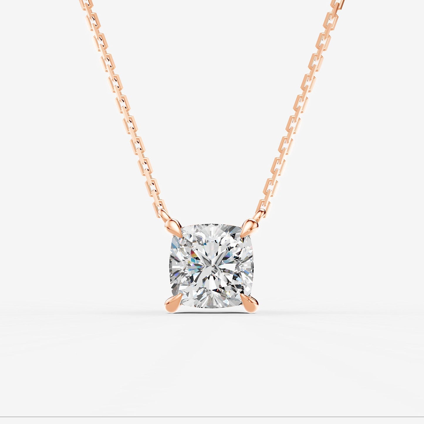 Classic Cushion Solitaire Pendant in 18K Rose Gold