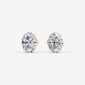 Classic Oval Solitaire Earrings in 18K Rose Gold