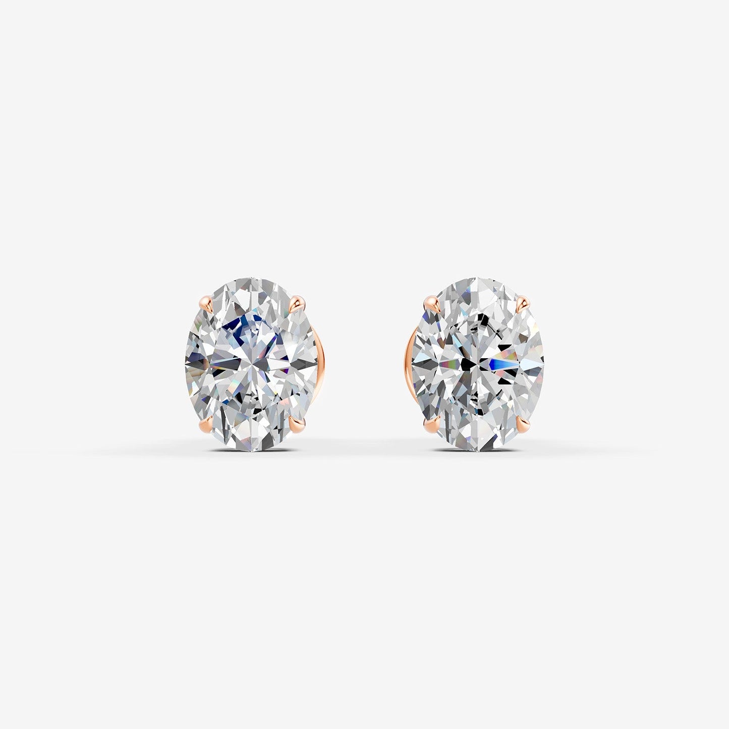 Classic Oval Solitaire Earrings in 18K Rose Gold