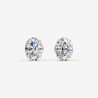 Classic Oval Solitaire Earrings in 18K Rose Gold