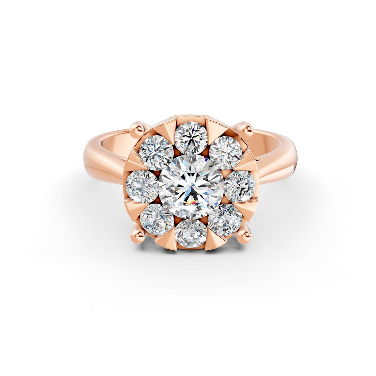 Mirage Round 2 Ct Look Diamond Engagement Ring in 18K Rose Gold