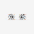 Classic Round Solitaire Earrings in 18K Rose Gold
