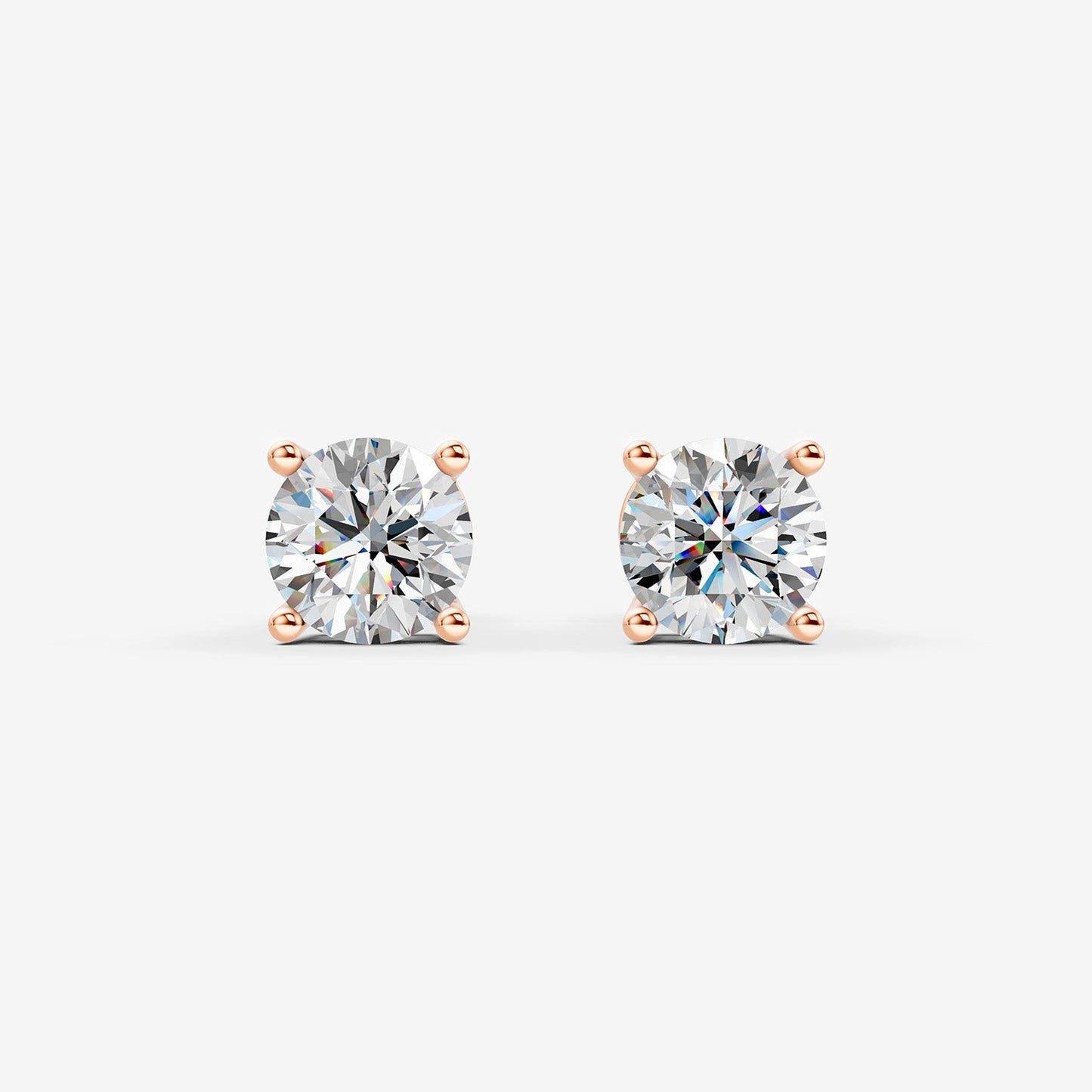 Classic Round Solitaire Earrings in 18K Rose Gold