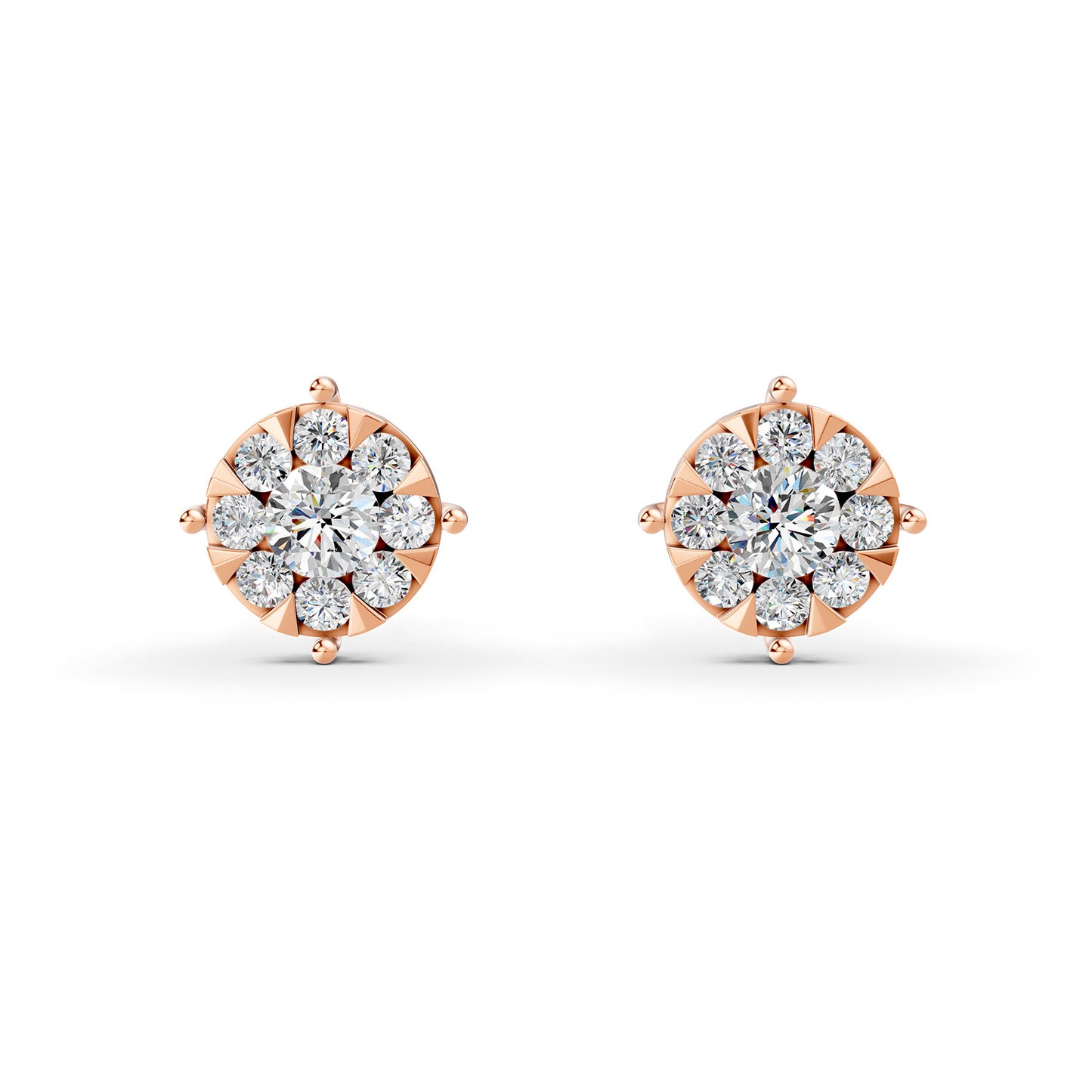 Mirage Round 1.5 Ct Look Diamond Stud Earrings in 18K Gold