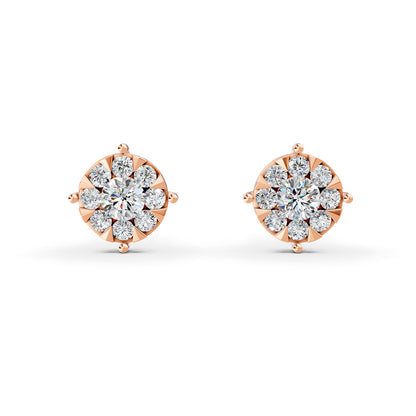 Mirage Round 1 Ct Look Diamond Stud Earrings in 18K Gold