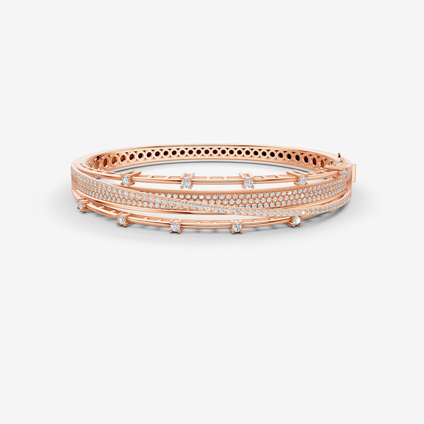 18K Rose gold Bangle set in Pave setting diamonds