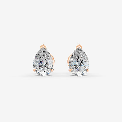 Classic Pear Solitaire Earrings in 18K Rose Gold