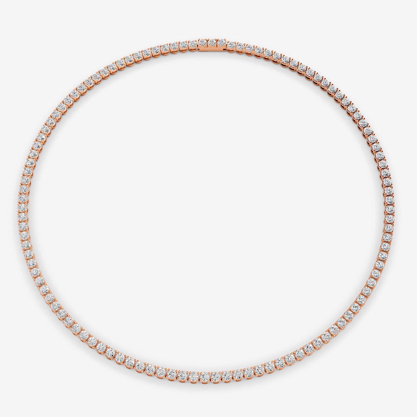 Non Graduated Classic 12 Carat Tennis Necklace in 18K Rose Gold