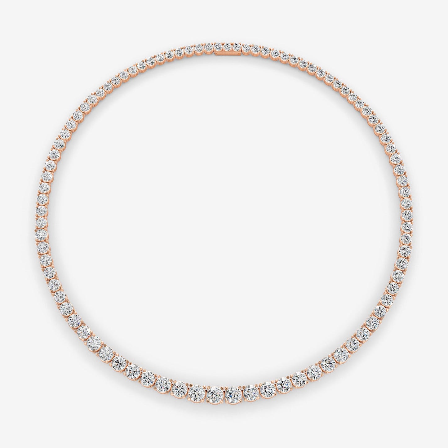 Graduated Classic 15 Carat Tennis Necklace in 18K Rose Gold