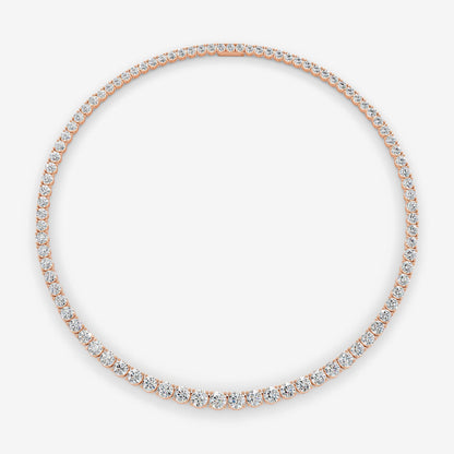 Graduated Classic 15 Carat Tennis Necklace in 18K Rose Gold