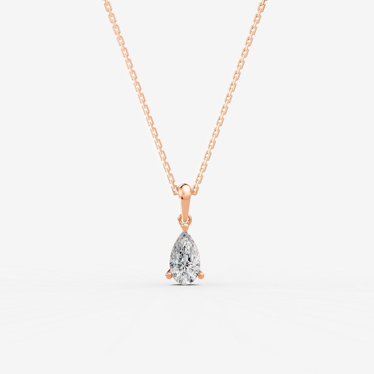 Classic Pear Solitaire Pendant in 18K Rose Gold
