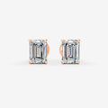 Classic Emerald Solitaire Earrings in 18K Rose Gold