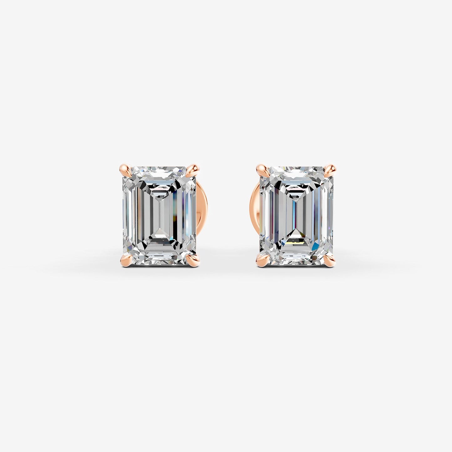 Classic Emerald Solitaire Earrings in 18K Rose Gold