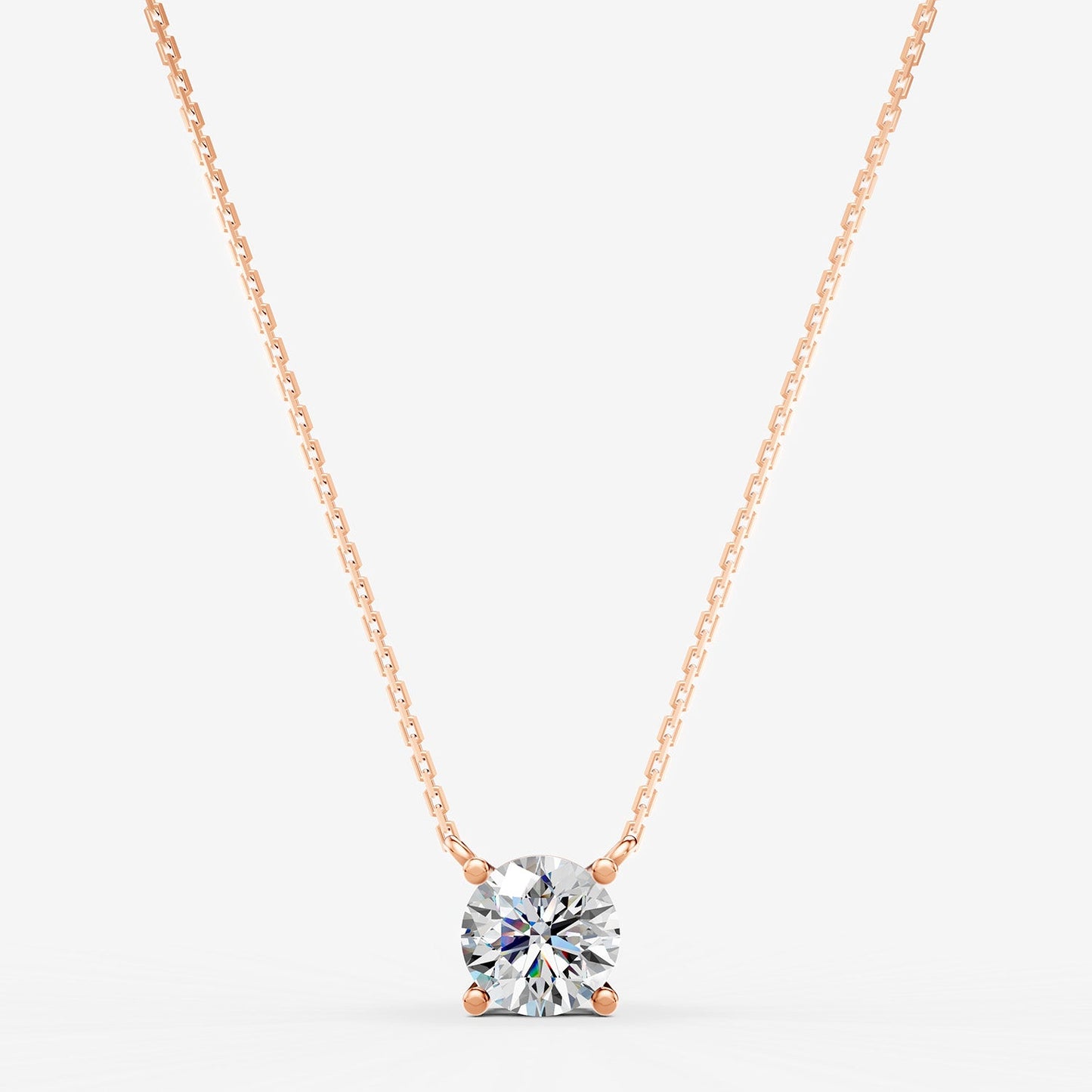 Classic Round Solitaire Pendant in 18K Rose Gold