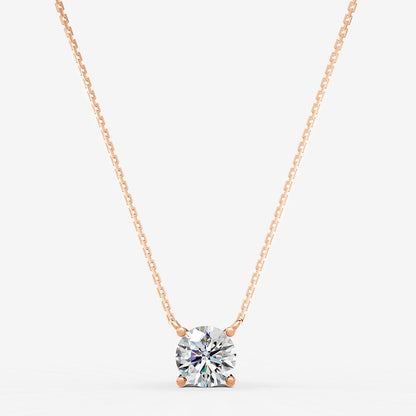 Classic Round Solitaire Pendant in 18K Rose Gold