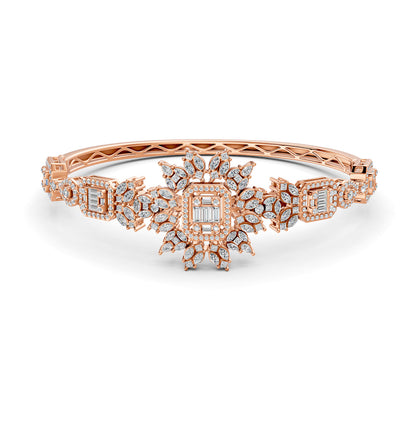Red Carpet Diamond Flower Bangle 18K Rose Gold