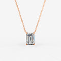 Classic Emerald Solitaire Pendant in 18K Rose Gold