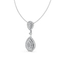 Mirage Large Diamond Double Pear Drop Pendant in White Gold