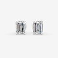 Classic Emerald Solitaire Earrings in 18K White Gold