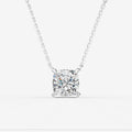 Classic Cushion Solitaire Pendant in 18K White Gold