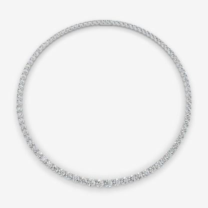 Graduated Classic 10 Carat Tennis Necklace in 18K White Gold