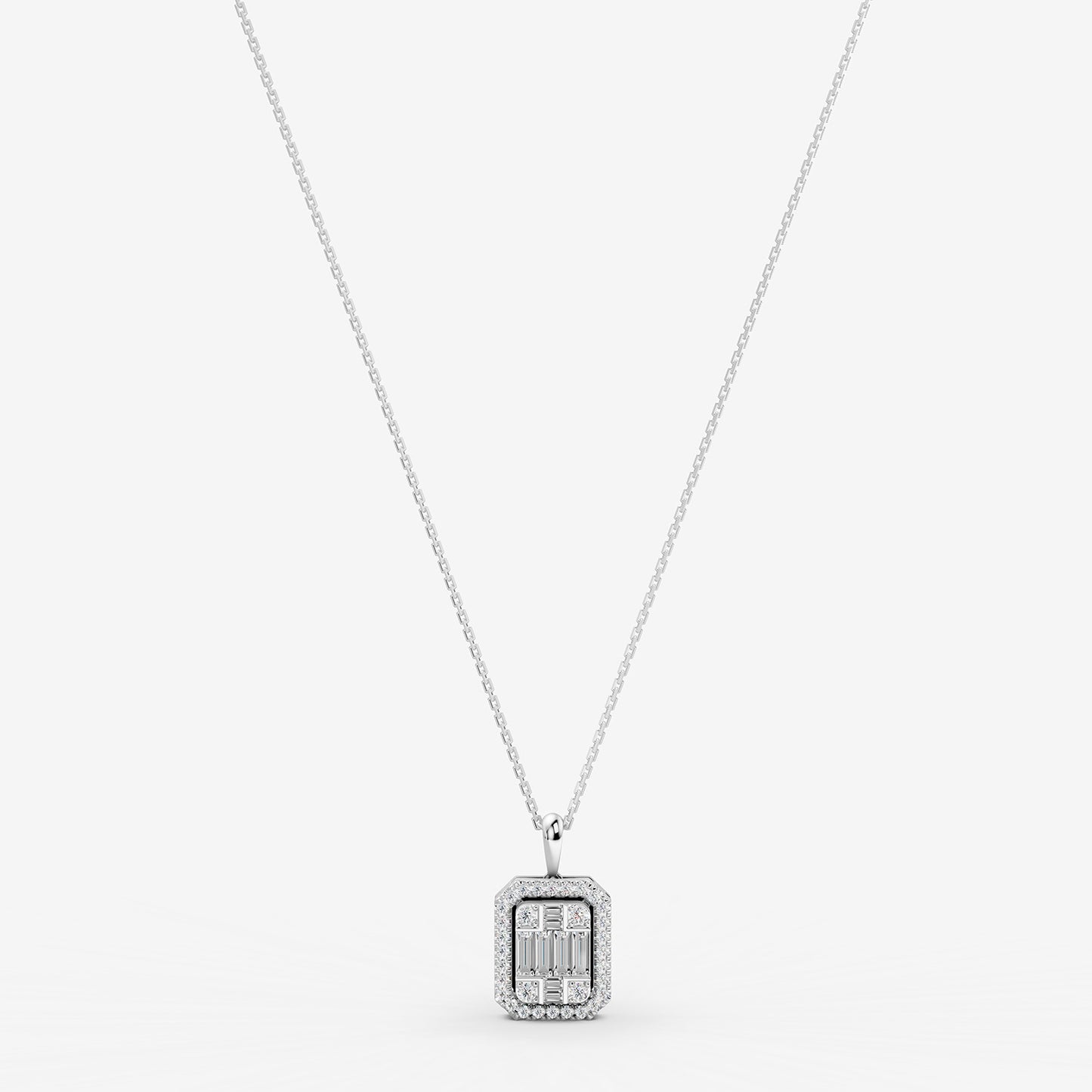 Mirage 0.5 Ct Look Emerald Cut Diamond Pendant in 18K White Gold