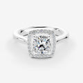 Halo Cushion Solitaire Ring in 18K White Gold